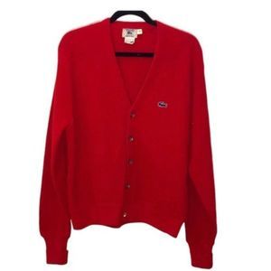 Lacoste Vintage 80's Red Cardigan Men Size L